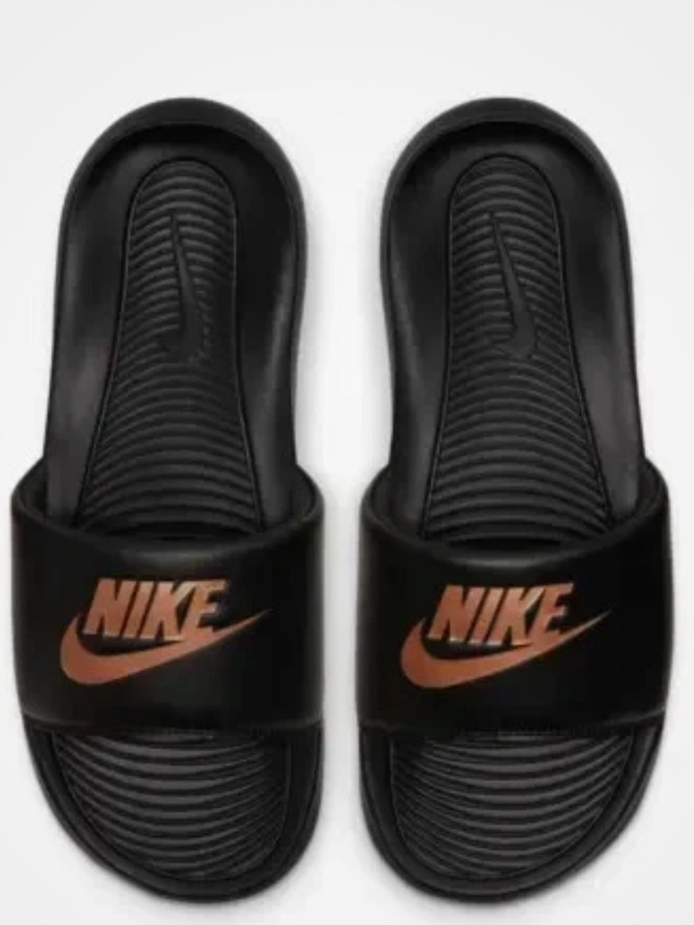 Nike Black Slides with Gold Swoosh - Picture 7 of 8